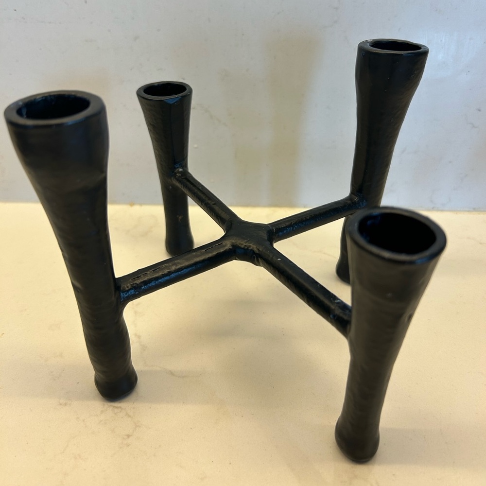 MCM Danish Style Black Tapers Metal Candle Holder
